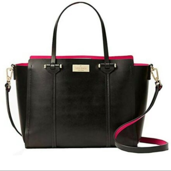 Kate Spade Leather Satchel- Black & pink NWT - Picture 1 of 4